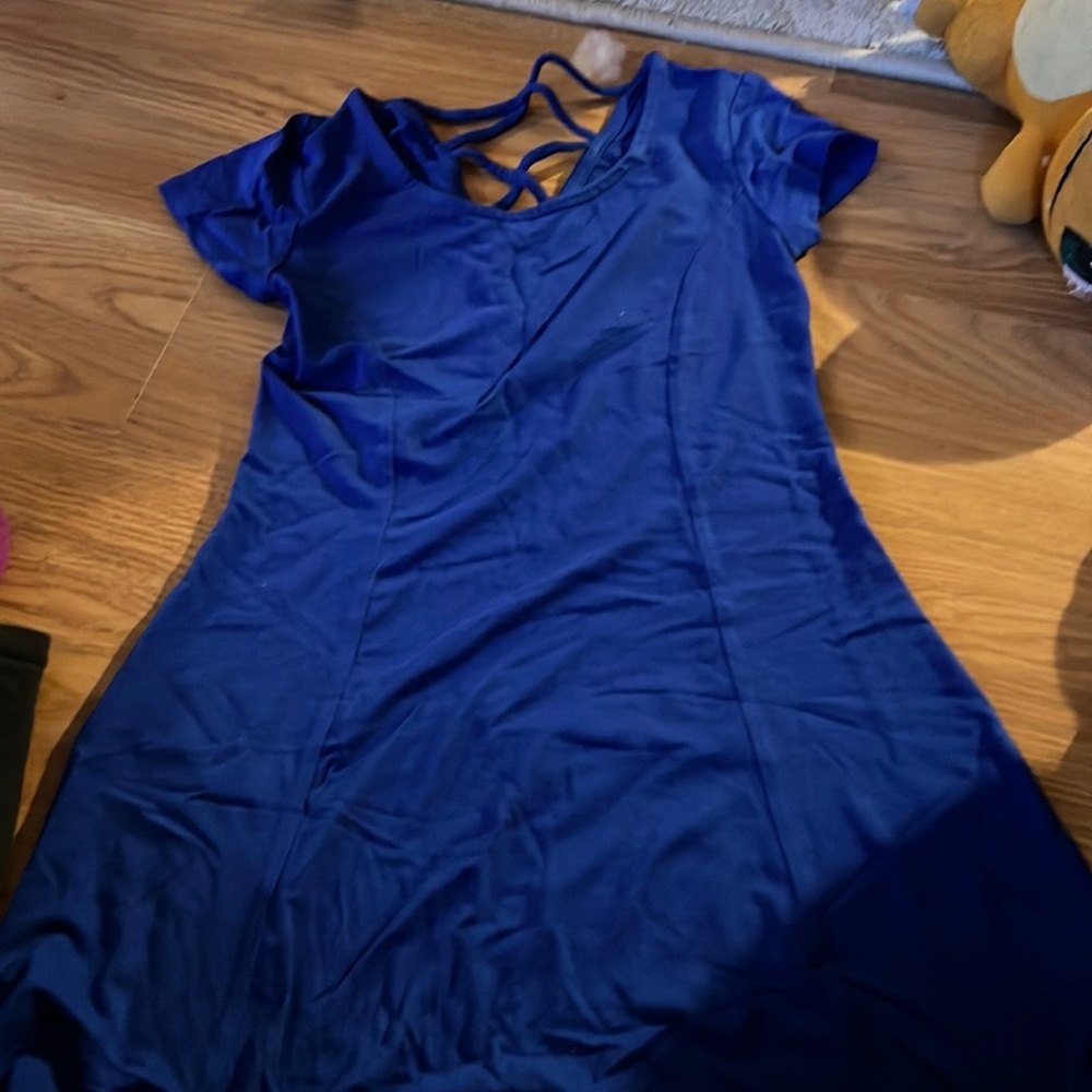 Blue dress with criss Cross back